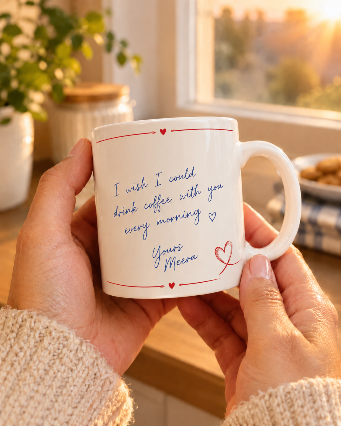 hand written note printed as it is on a ceramic mug